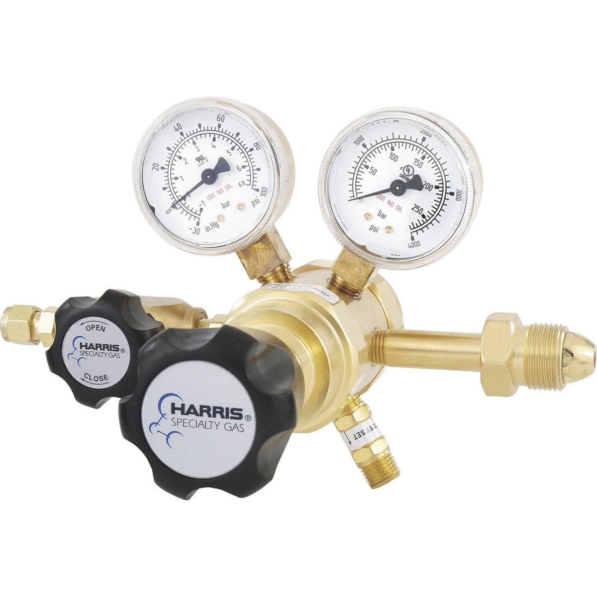 Brass 2-Stage Gas Lab Regulator, CGA 580, 0-50 PSI Y8492