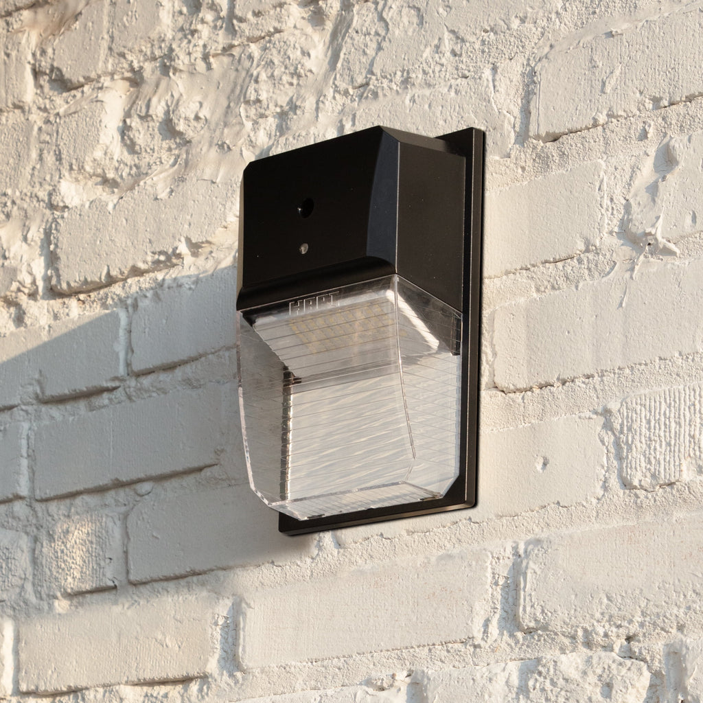 Direct Wire Pak Light with Clear Lens Cover, Dusk to Dawn, Black, 2000 Lumens, 120V M885