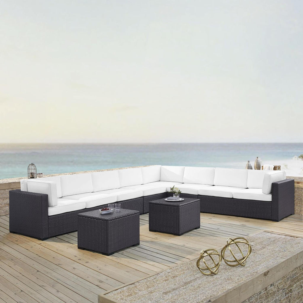 7Pc Outdoor Wicker Sectional Set White/Brown K281419