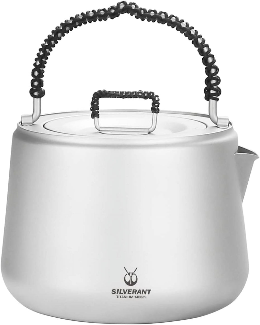 Titanium Camping Kettle with Lid Folding Bail Handle 1200ml J88465