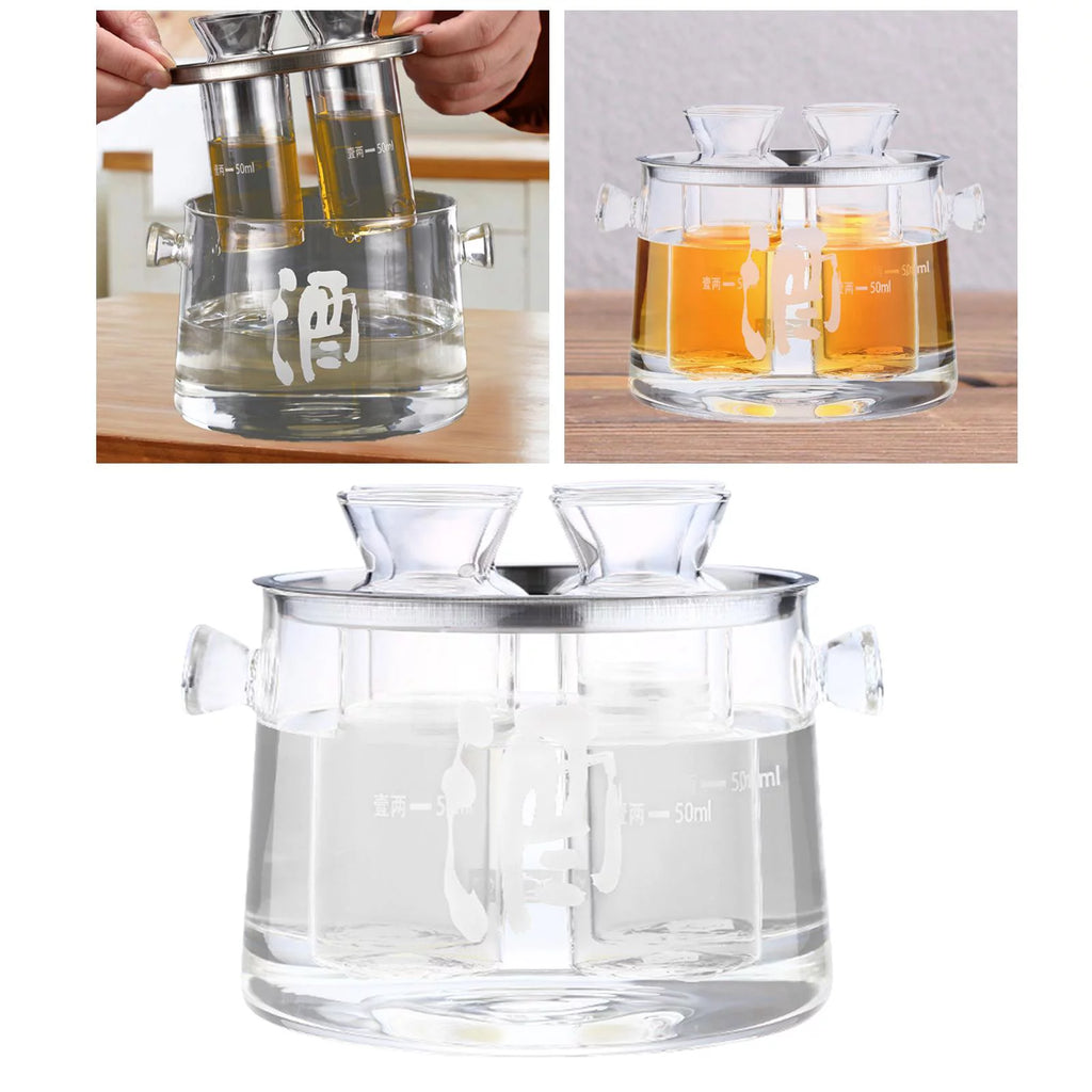 Glass Sake Decanter Bottle 16cmx14.5cmx11.6cm P9276