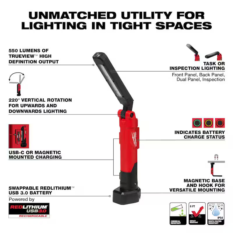 550 Lumens LED Stick Light with Magnet and Charging Dock S7202
