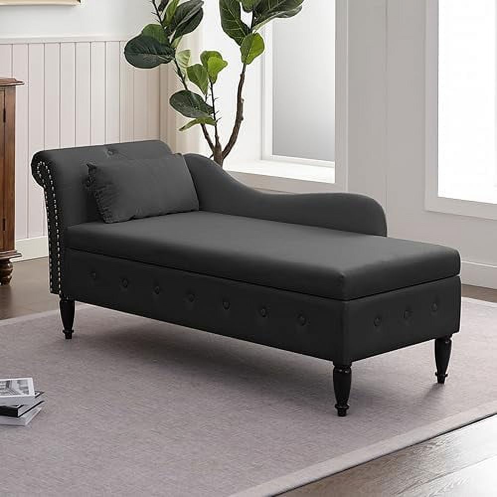 Velvet Chaise Lounge Chair with Cushion H7475