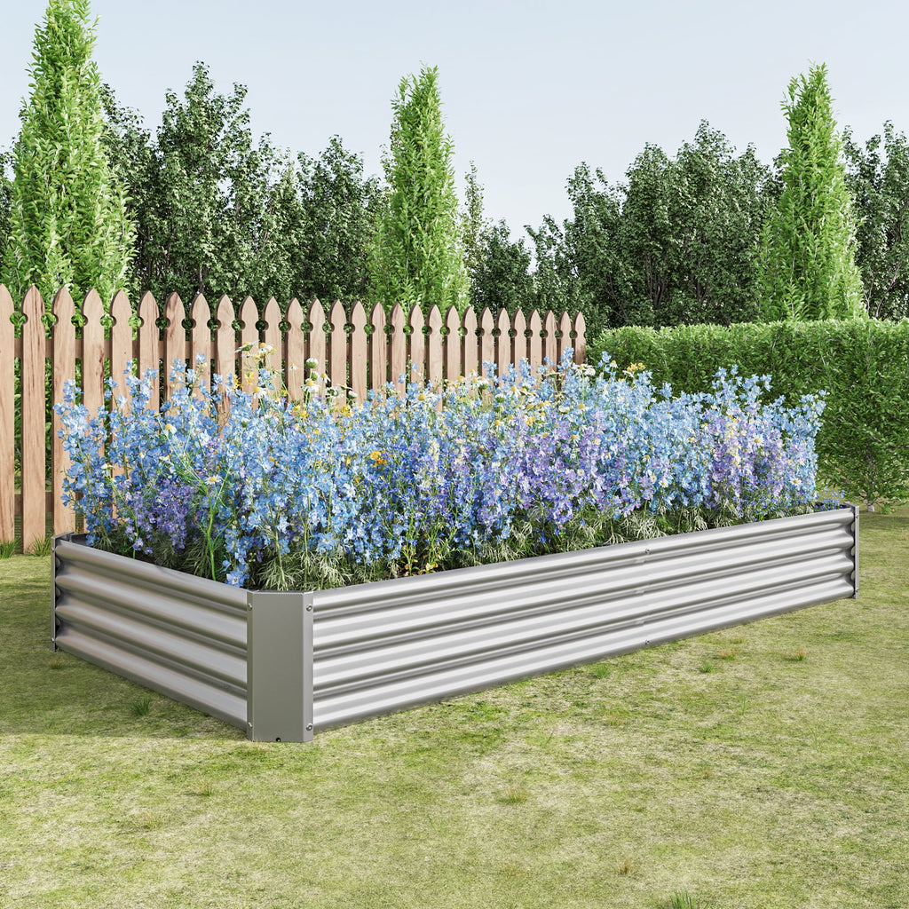 Metal Raised Garden Bed Outdoor for Vegetables Flowers Herb U36090