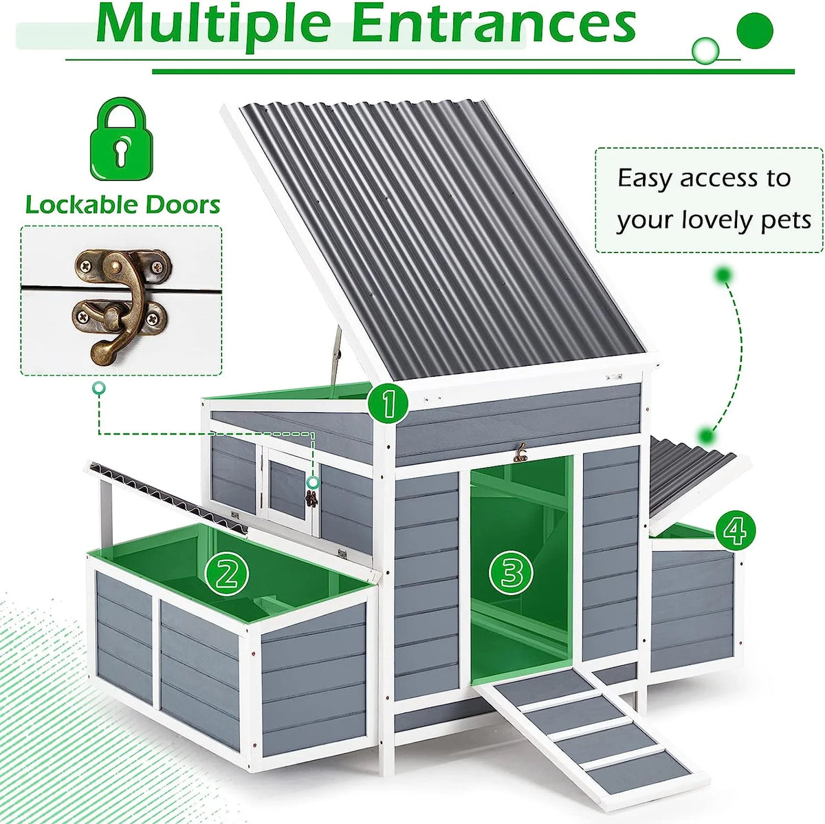 Gray Large Wooden Chicken Coop A1375