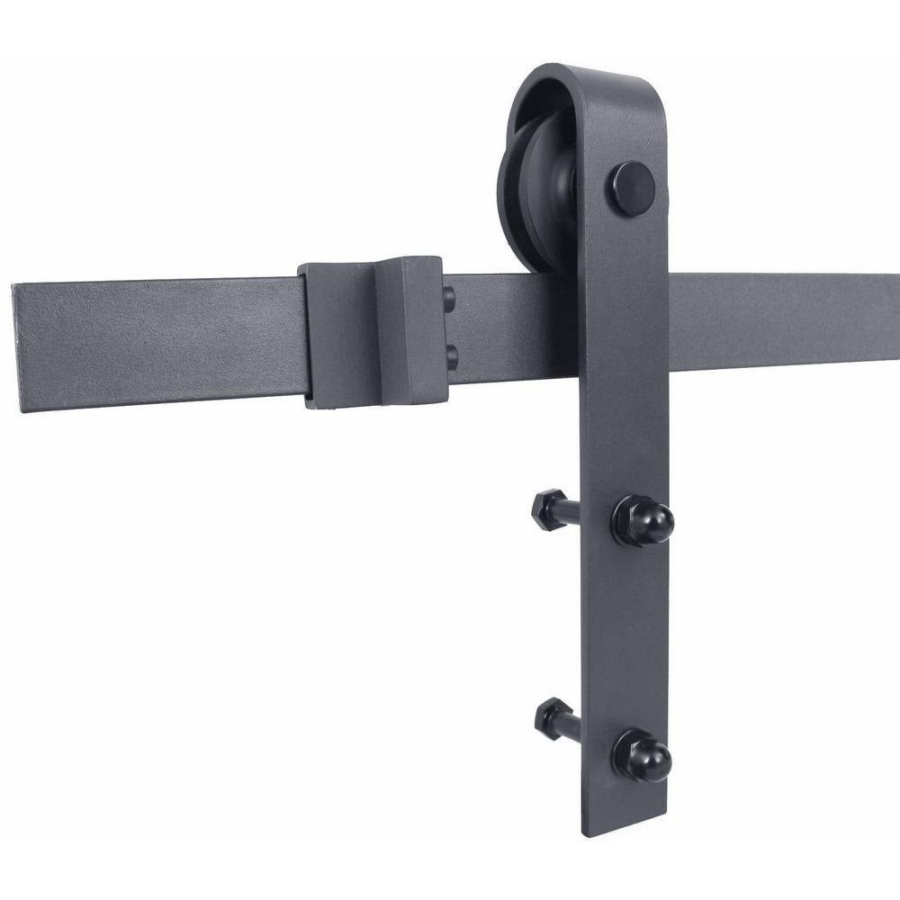 Charcoal Black Solid Wood Interior Sliding Barn Door with Hardware Kit I5220