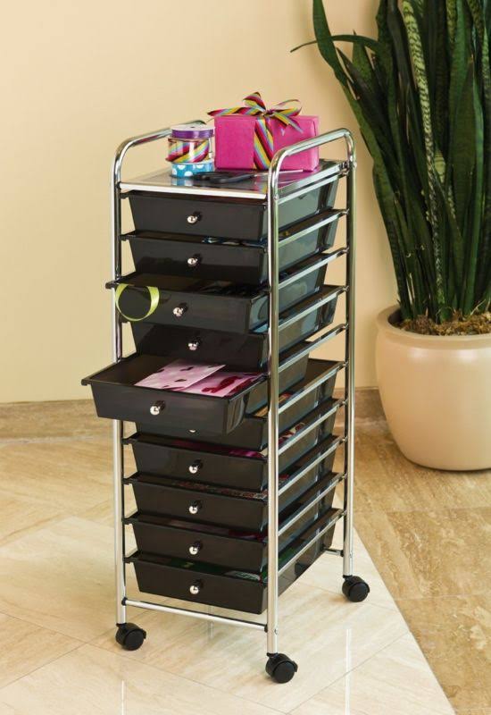10 Drawer Organizer Cart Black L50099