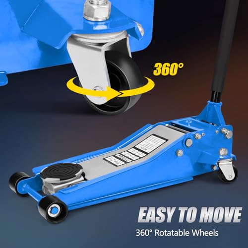 Low Profile Floor Jack, Dual Pistons Quick Lift Pump, Orange J4640