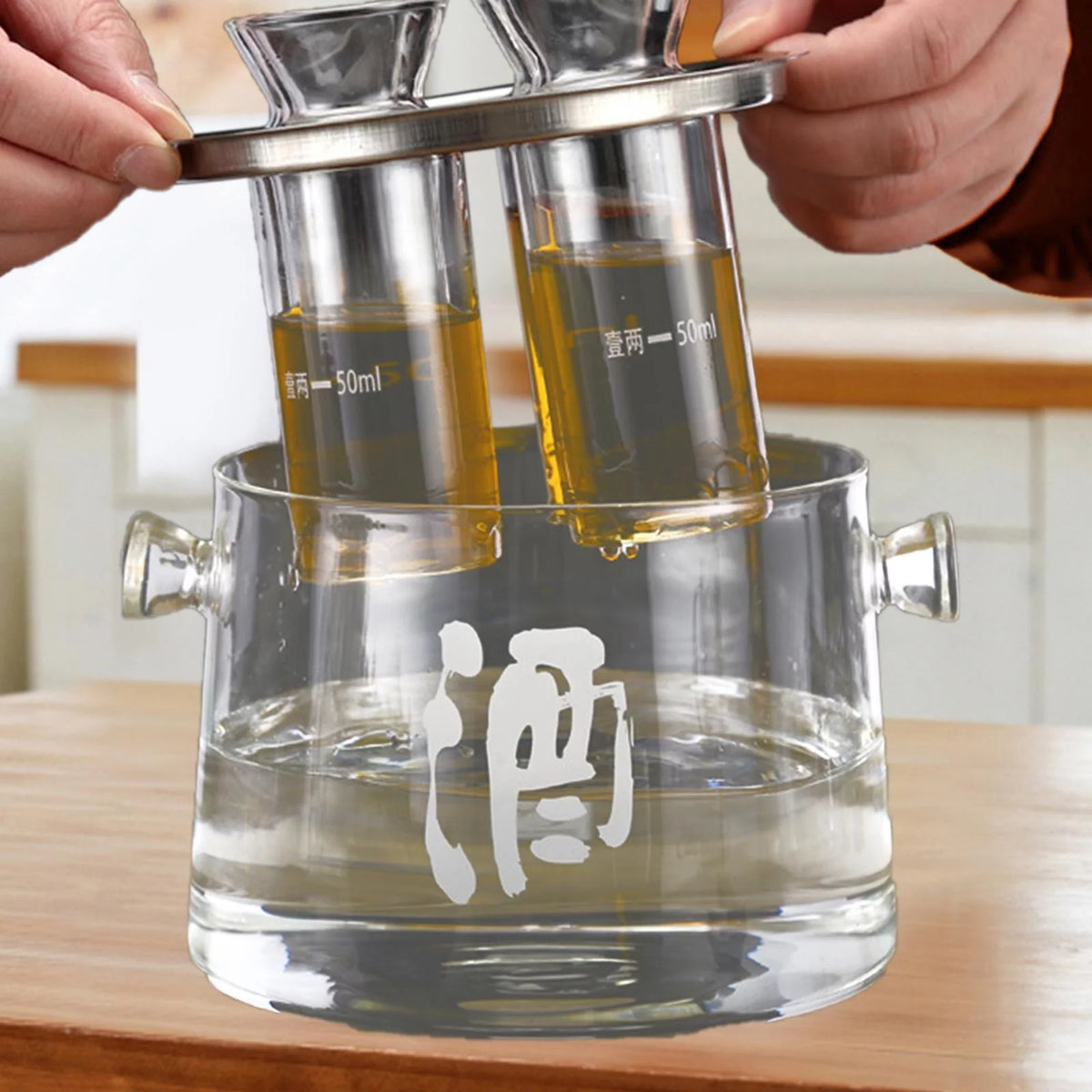 Glass Sake Decanter Bottle 16cmx14.5cmx11.6cm P9276