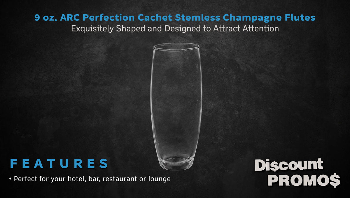 10 ARC Stemless Champagne Flutes Set, 9 oz. Clear V87974