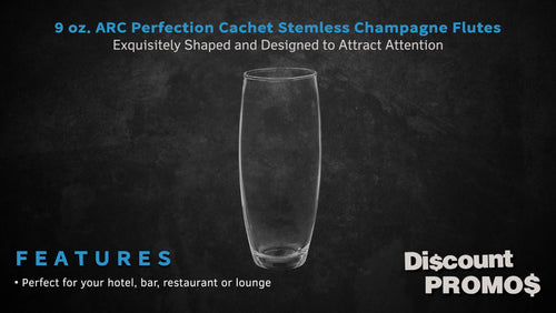 10 ARC Stemless Champagne Flutes Set, 9 oz. Clear V87974