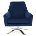 Navy Blue and Silver Vintage Swivel Club Chair W913