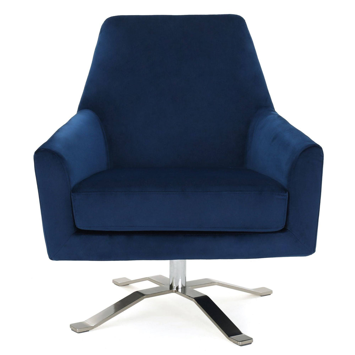 Navy Blue and Silver Vintage Swivel Club Chair W913