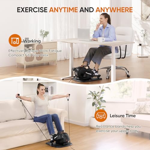 Under Desk Elliptical Machine, Electric Ellipse Leg Exerciser, Seated Pedal Exerciser T96454