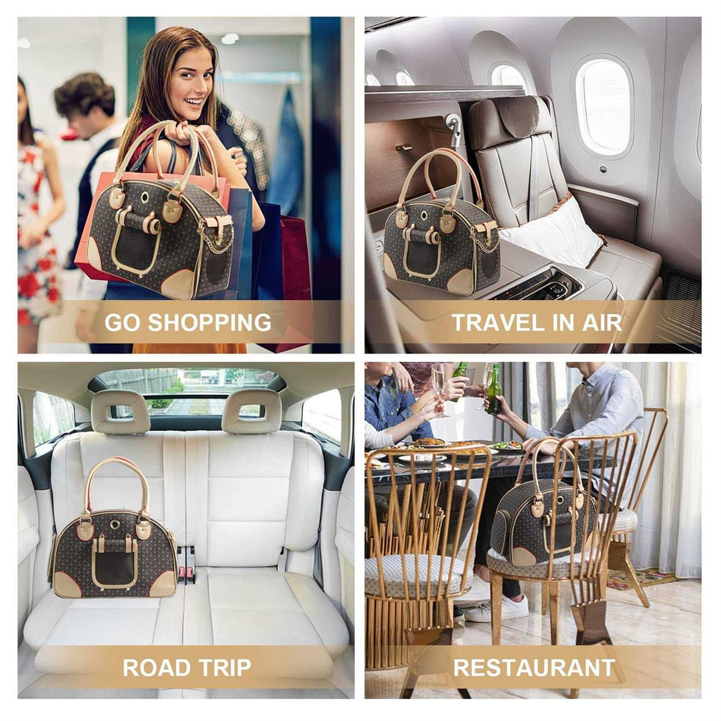 Fashion Pu Leather Dog Carrier Handbag Purse Cat Tote Bag R390