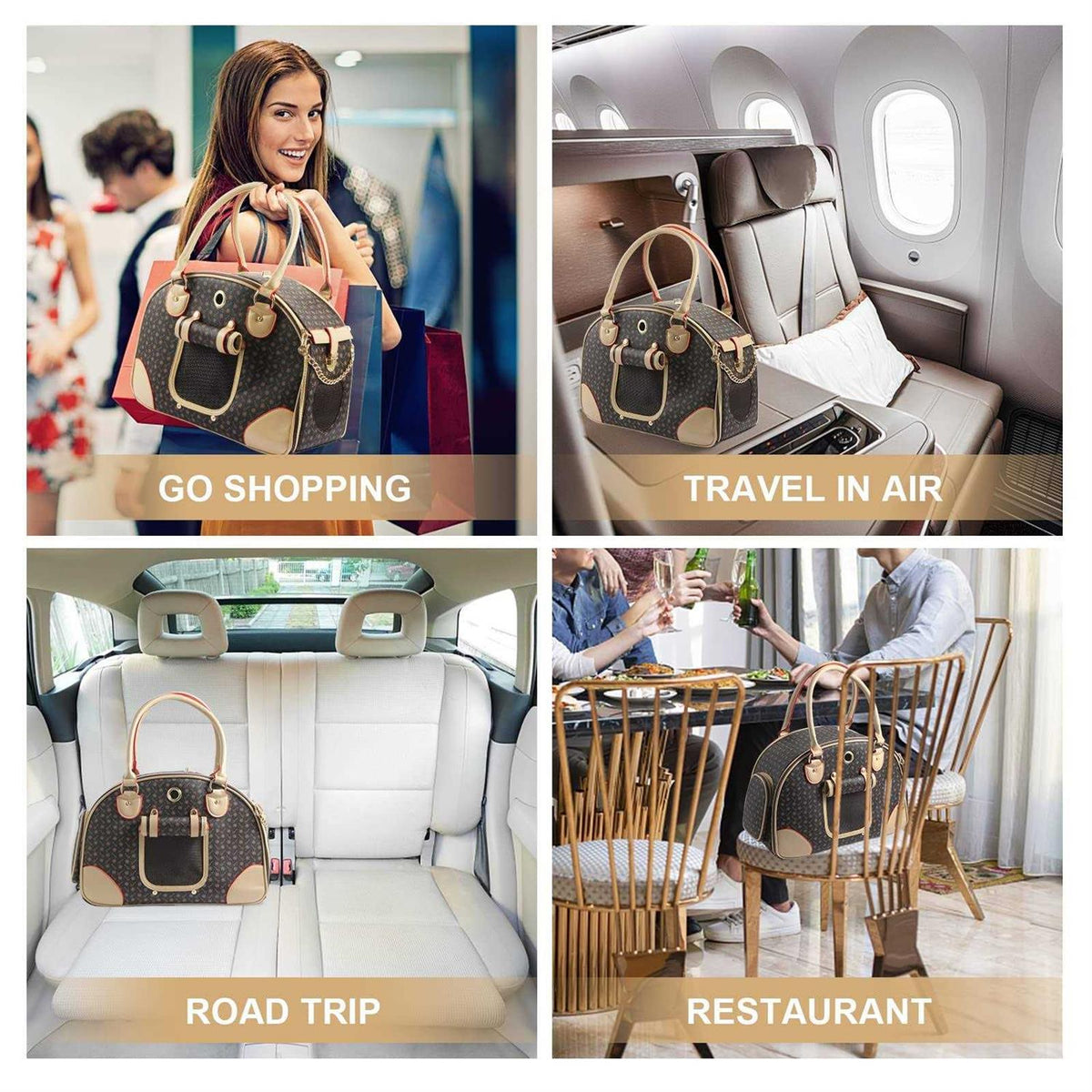 Fashion Pu Leather Dog Carrier Handbag Purse Cat Tote Bag R390