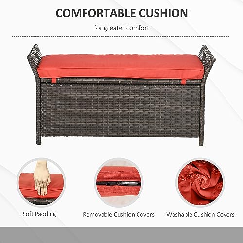 29 Gallon Wicker Storage Bench with Cushion J598
