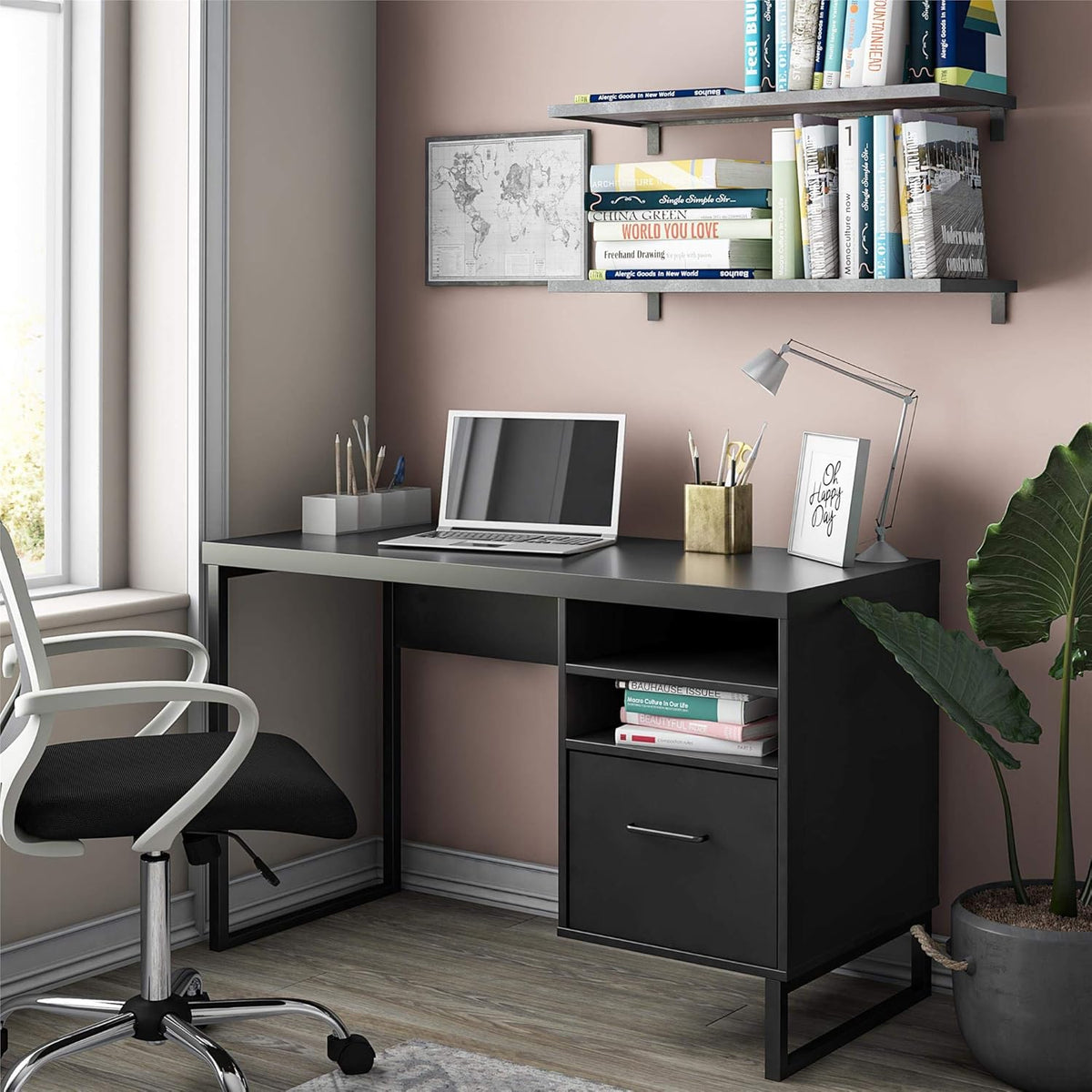 Distressed Brown Oak Desk T891