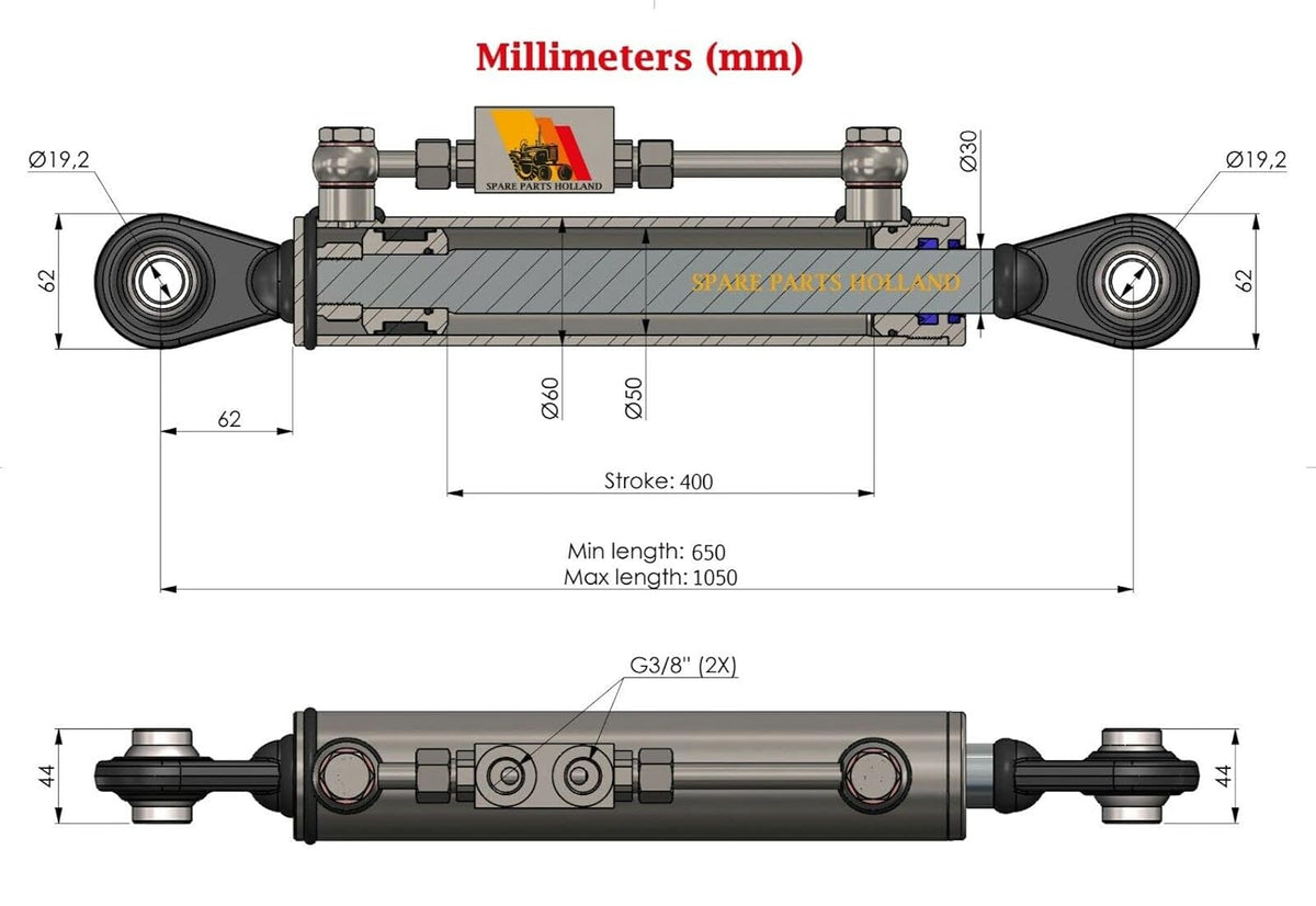 Hydraulic Top Link Cat. 1-1 with Locking Block N435