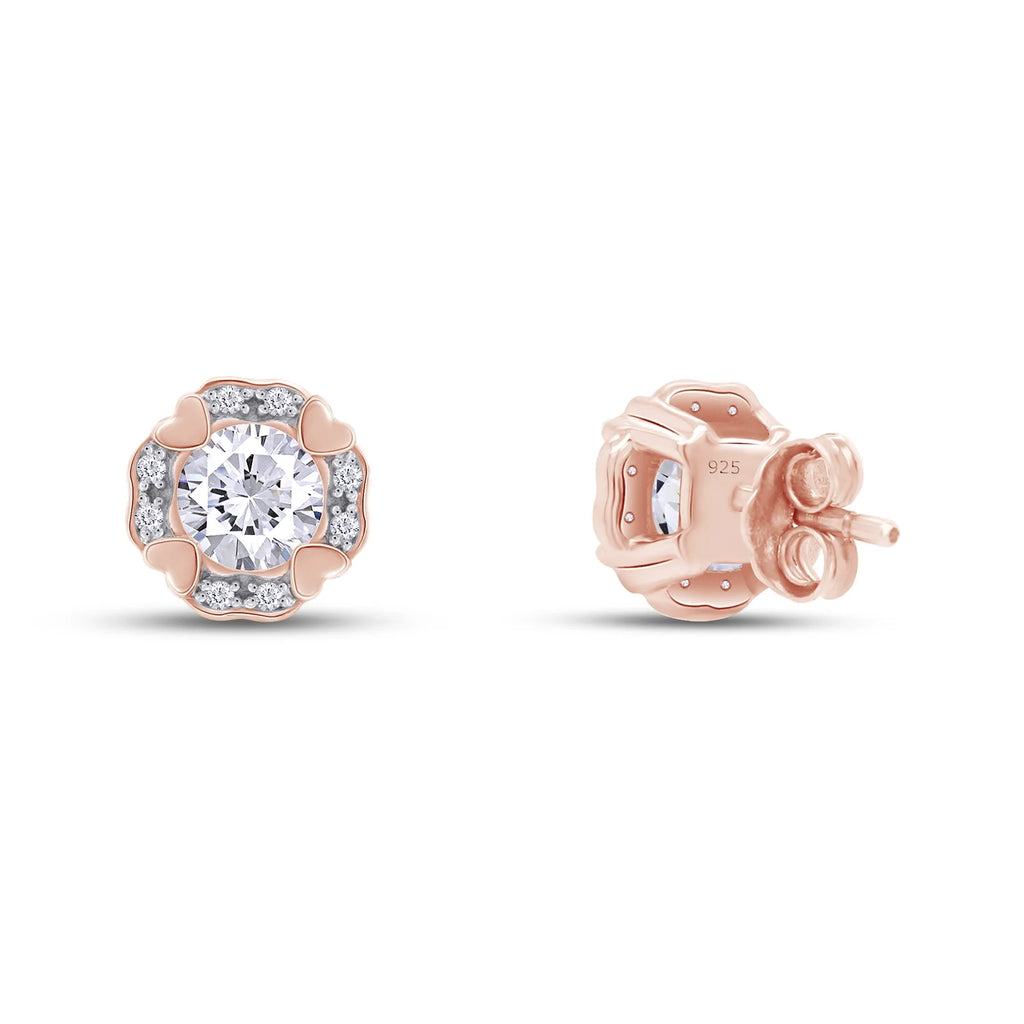 Moissanite Stud Earring 1 Carat 5MM D Color VVS1 Prong Setting 18K Rose Gold Over Sterling Silver N288