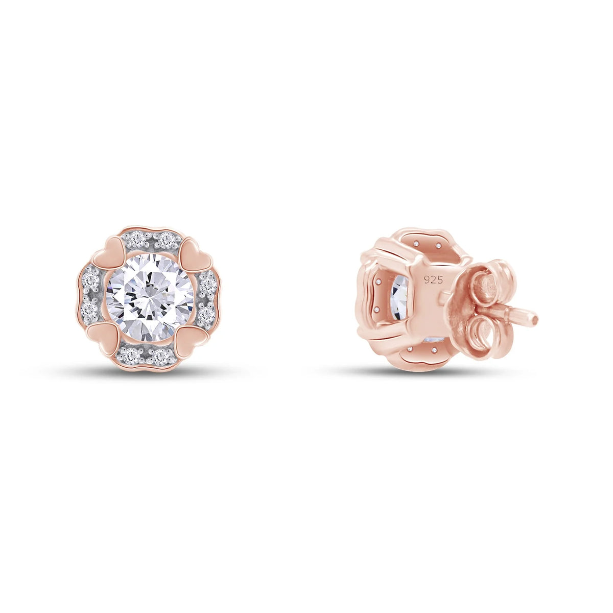 Moissanite Stud Earring 1 Carat 5MM D Color VVS1 Prong Setting 18K Rose Gold Over Sterling Silver N288