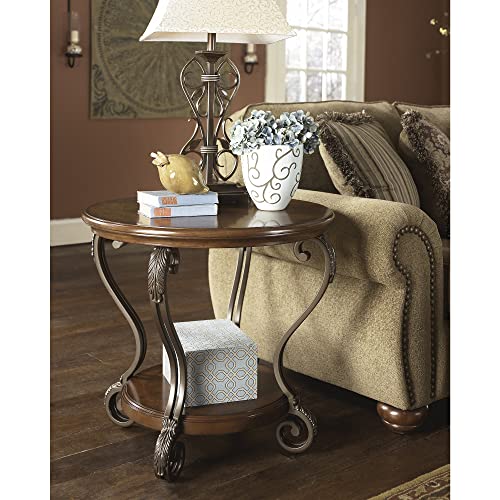 Dark Brown Oval Coffee Table with Glass Top and Shelf H26522