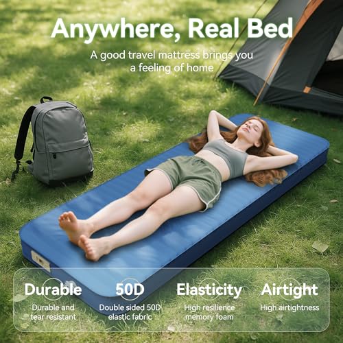 Self Inflating 4" Memory Foam Camping Pad with Built-in Electric Pump N4714