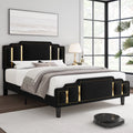Black Velvet Queen Bed Frame with Adjustable Headboard V5195