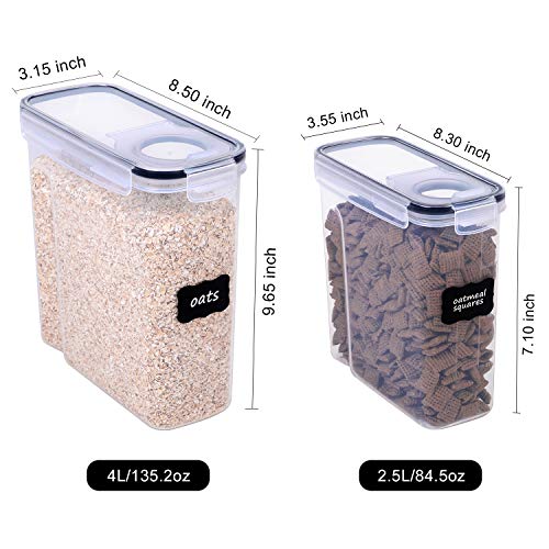 6 Piece Airtight Plastic Cereal Storage Containers with 16 Labels & Pen Z927100