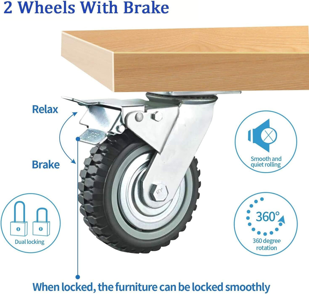 6 Inch Rubber Swivel Caster Wheels 4PCS S99251