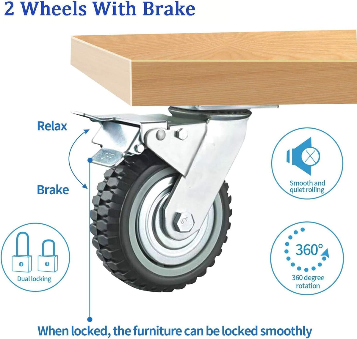 6 Inch Rubber Swivel Caster Wheels 4PCS S99251