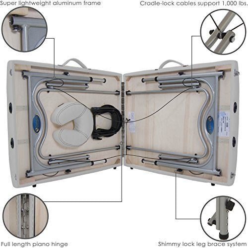 Portable Massage Table with Aluminum Frame, Face Cradle & Carry Case (29lb) B54886