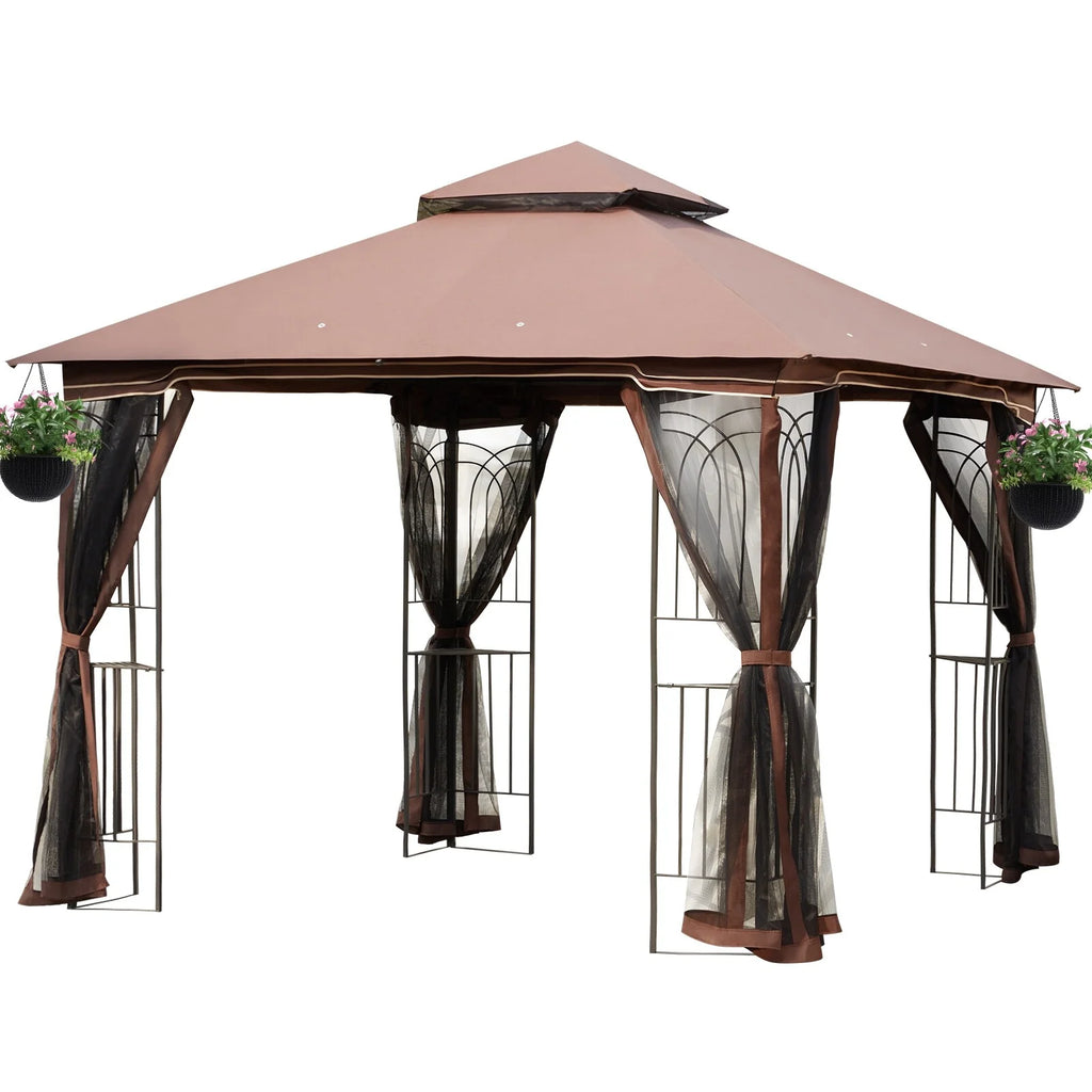 10x10 Outdoor Gazebo Double Soft-top Canopy Tent D736319