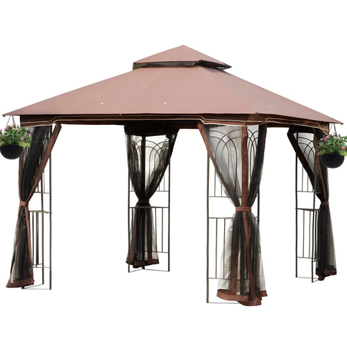10x10 Outdoor Gazebo Double Soft-top Canopy Tent D736319