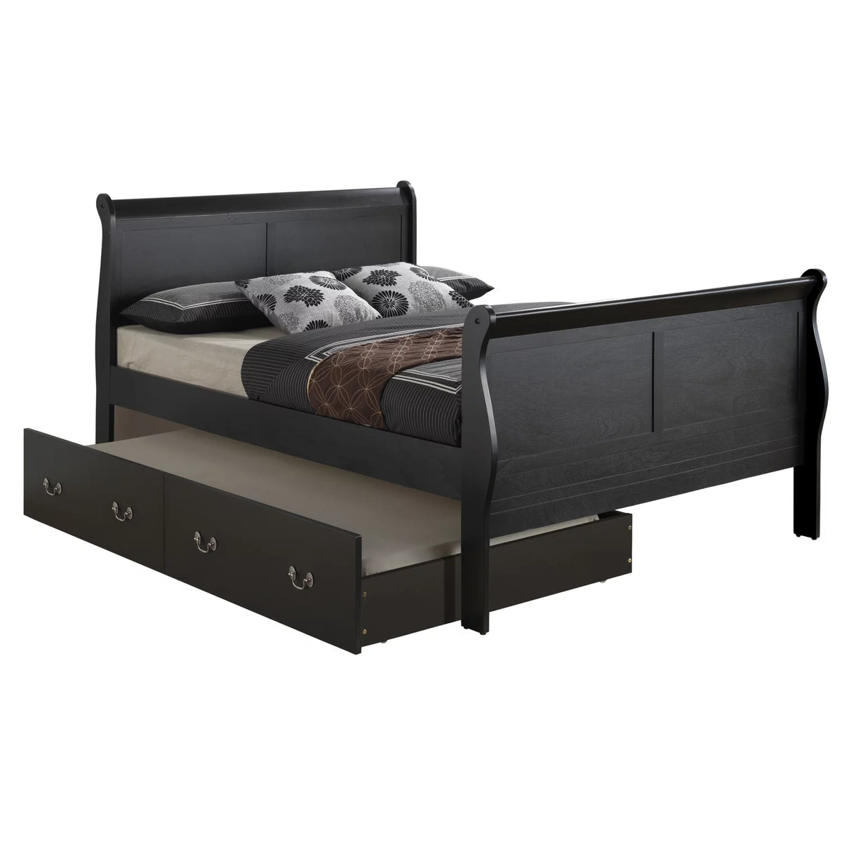Black Full Trundle Bed X5449