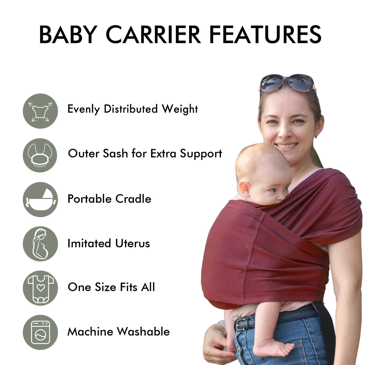 Organic Cotton Adjustable Baby Wrap Carrier V2072