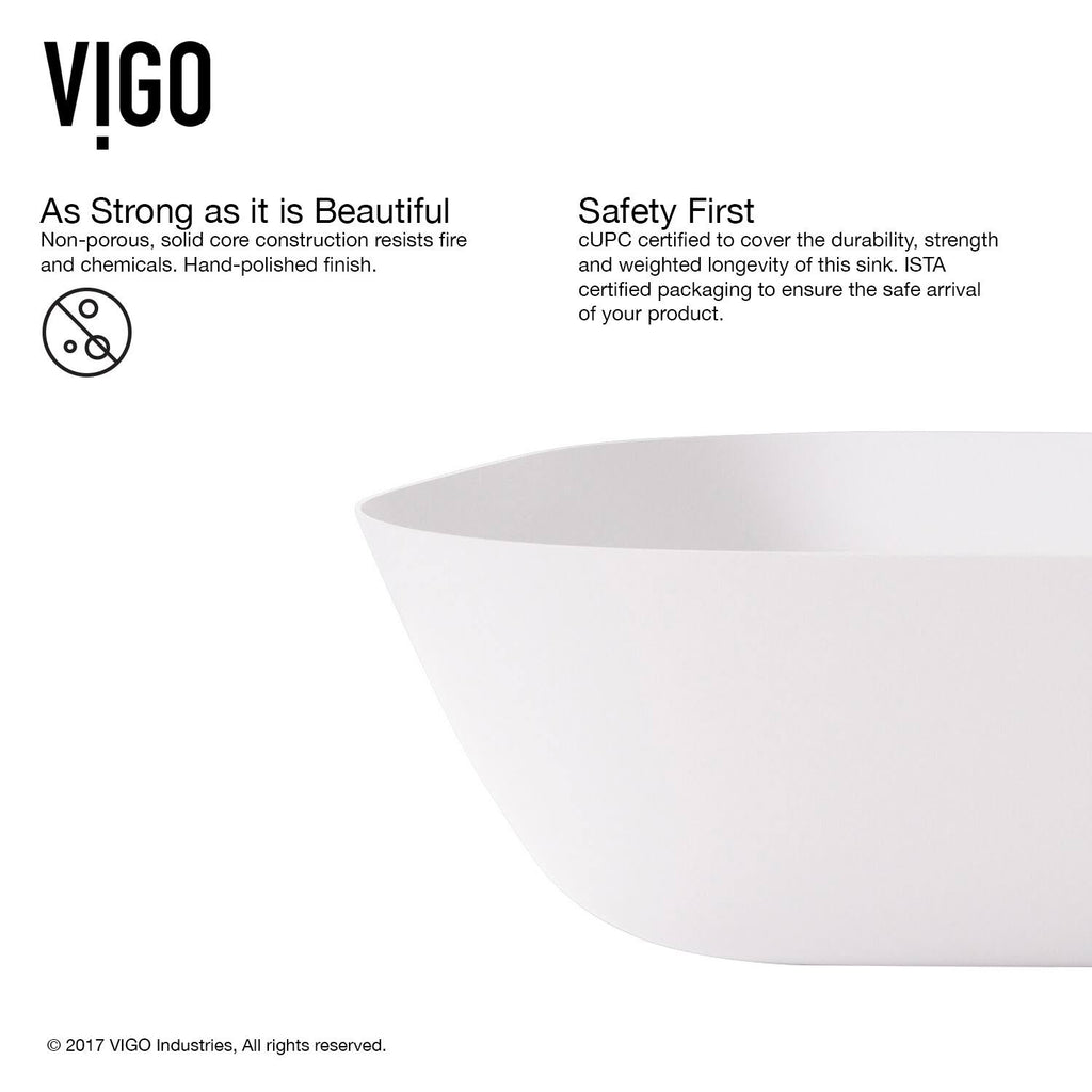 Matte Stone Vessel Bathroom Sink (White) Z785506