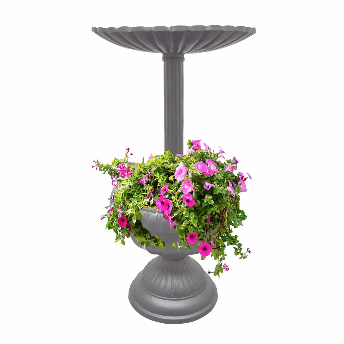 Round Cast Aluminum Bird Bath and Planter Vase Combo C98321