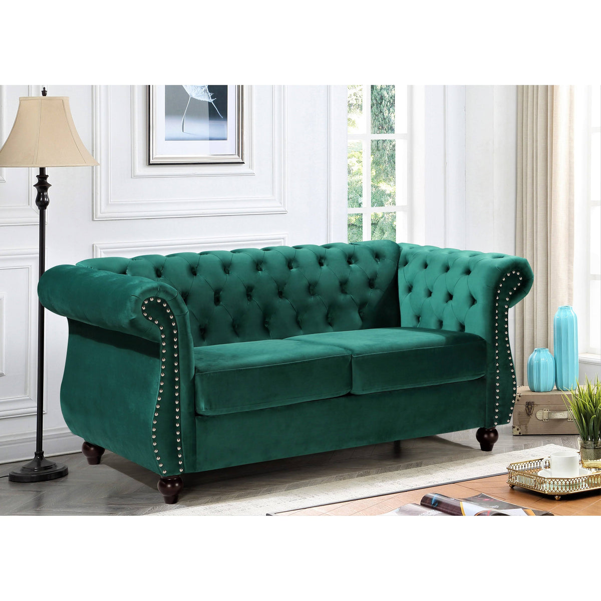 Pink Chesterfield Loveseat U393
