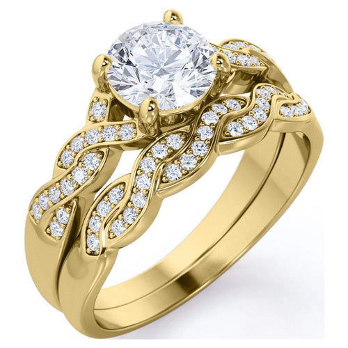 1.25 Carat Round Cut Moissanite Wedding Set B14746