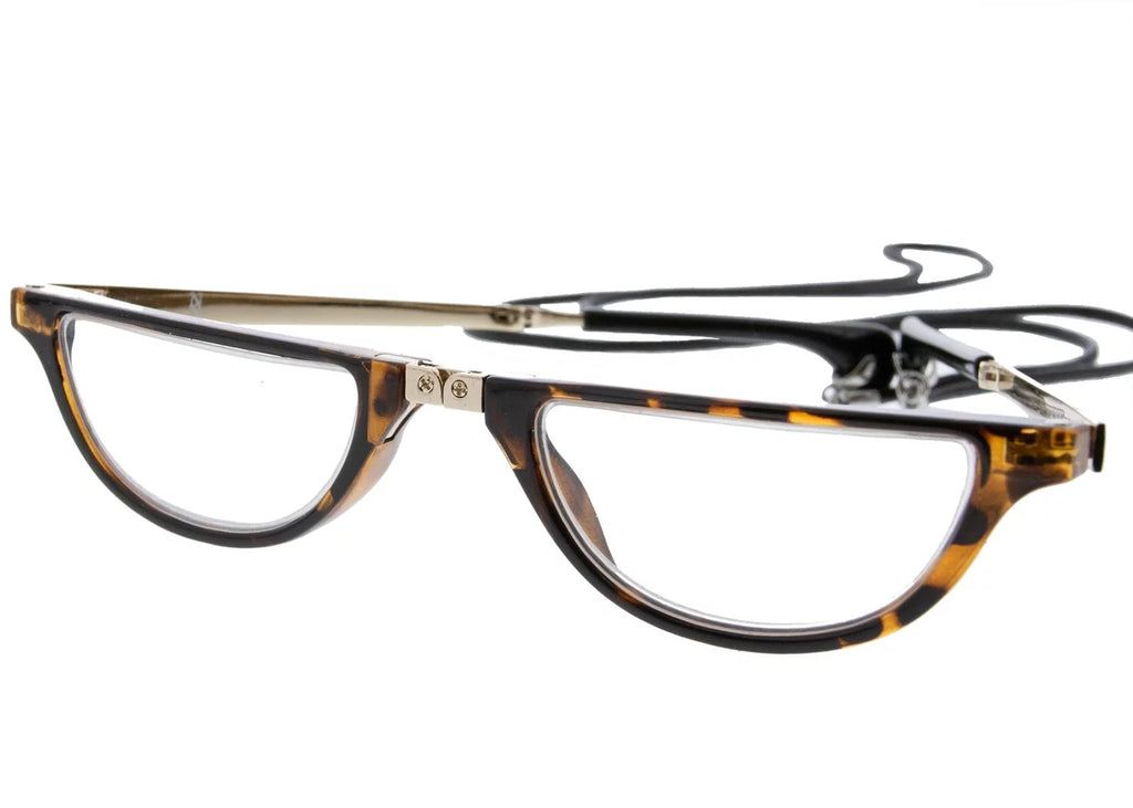 Foldable Round Tortoise Shell Reading Glasses Y561