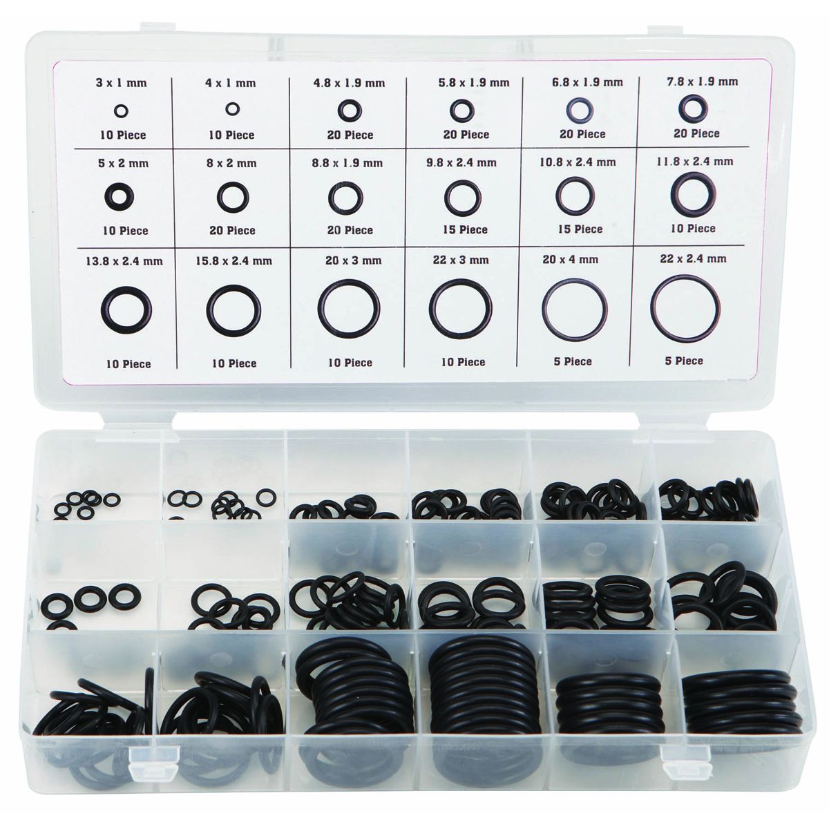 Nitrile O-Ring Assortment, 225 Piece S132294