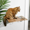 Wooden Wall Mounted Stainless Steel Cat Feeding Station with Bowl B6580