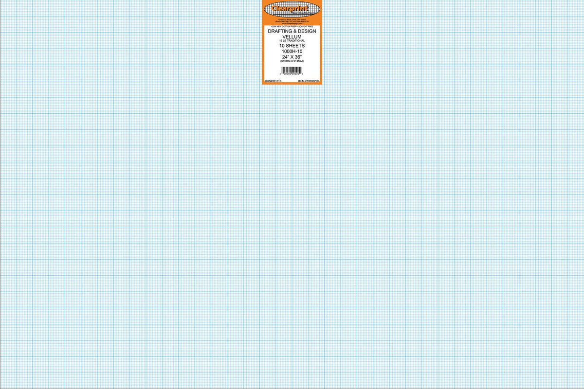 24 x 36 Vellum 10-Sheet Pack 10x10 Grid P352