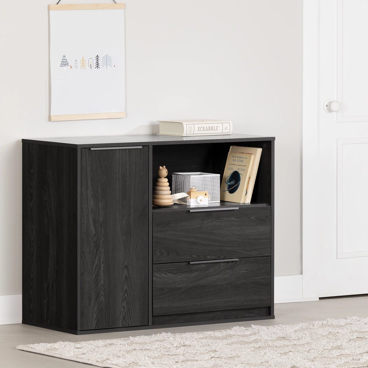 Contemporary 2 Drawer Gray Oak Chest U694