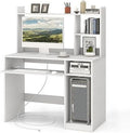 White Desk with Hutch and Charging Station S773