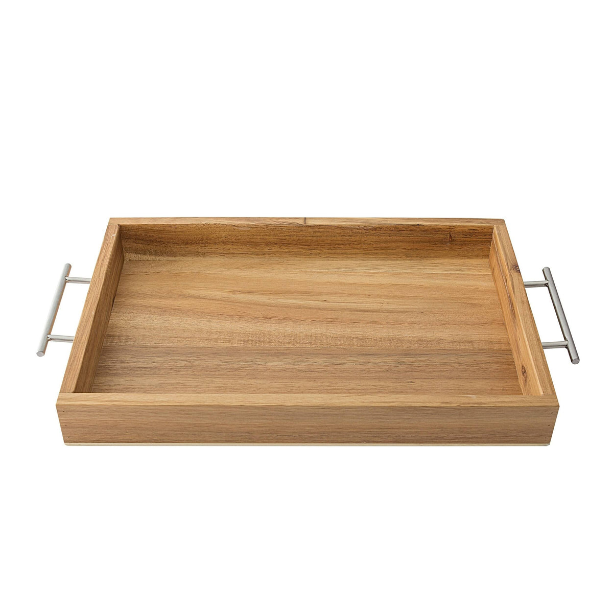 Acacia-wood Tray with Metal Handles Y4005