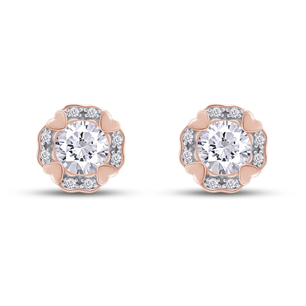 Moissanite Stud Earring 1 Carat 5MM D Color VVS1 Prong Setting 18K Rose Gold Over Sterling Silver N288
