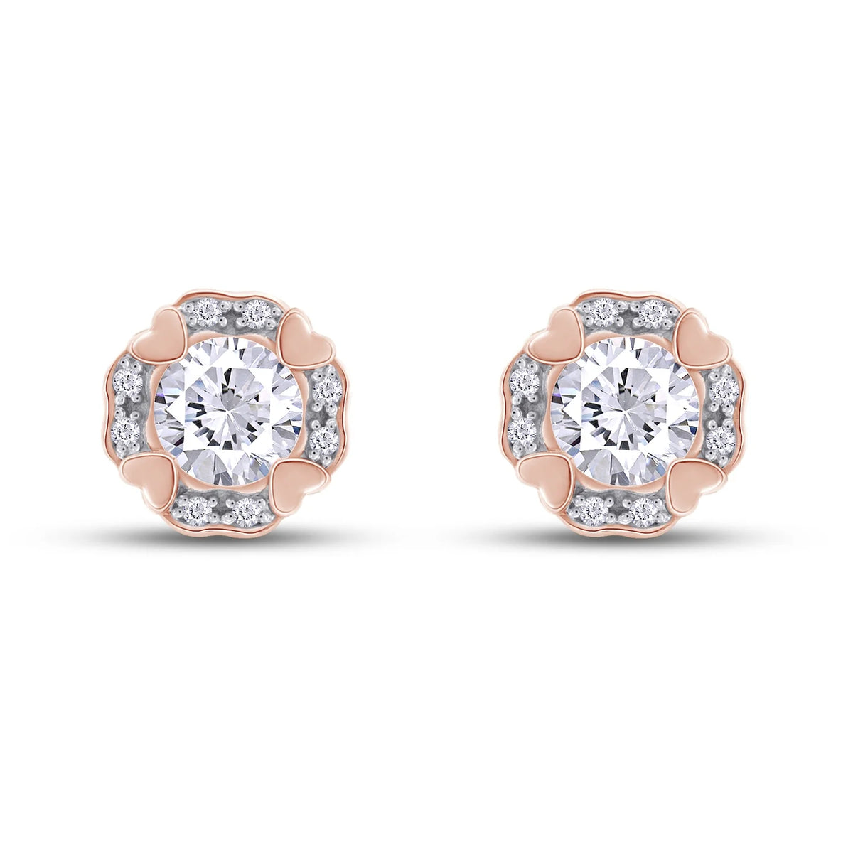 Moissanite Stud Earring 1 Carat 5MM D Color VVS1 Prong Setting 18K Rose Gold Over Sterling Silver N288