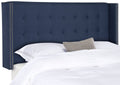Navy Linen Tufted Winged Headboard Queen B21887
